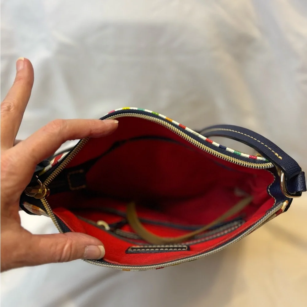Dooney and Bourke Navy Trim Multicolor Stripe Crossbody Bag - Picture 8 of 8
